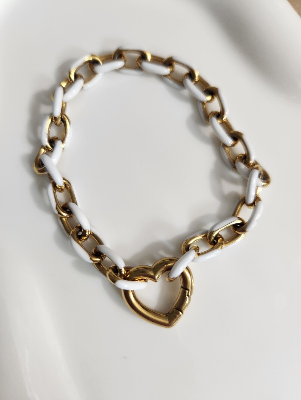 White Enamel Heart Bracelet